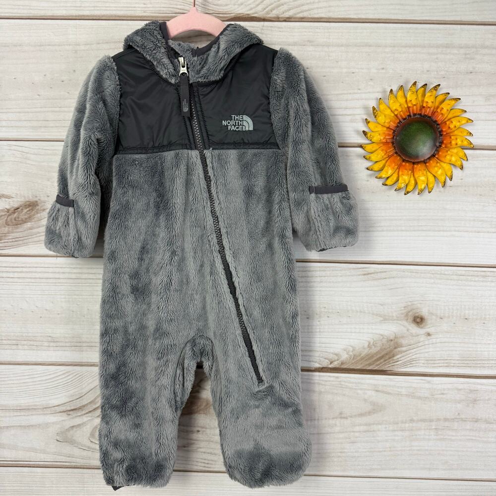 The North Face Infant Oso Gray Hooded One Piece Jacket 3-6 Months